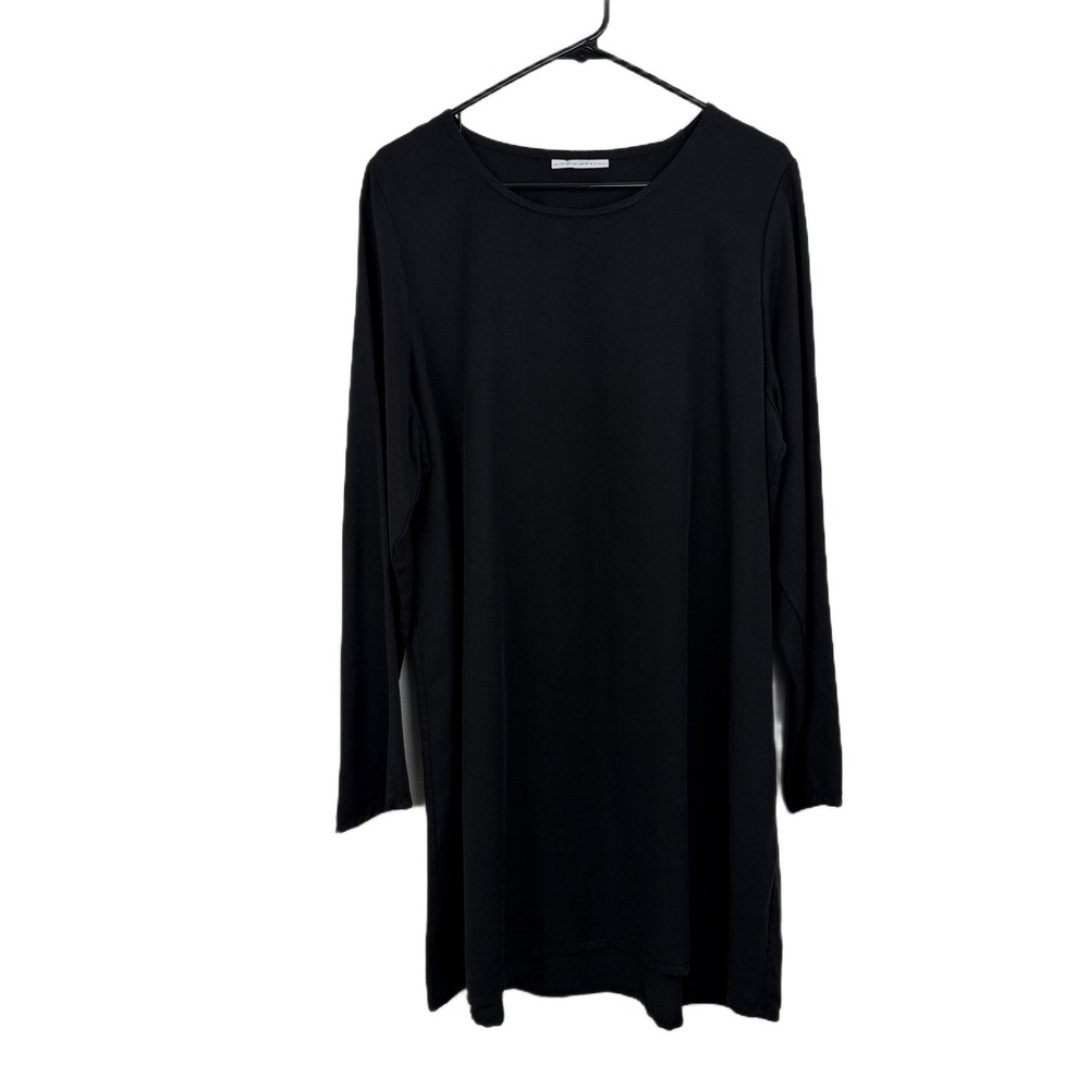 Bryn Walker Tencel Dress Womens Large Blck Long Sleeve Pullover Lagenlook